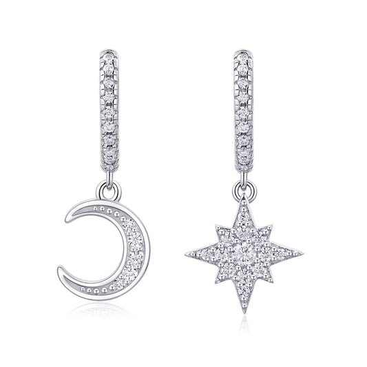 Star and Moon Moissanite Earrings Set - Zenoora
