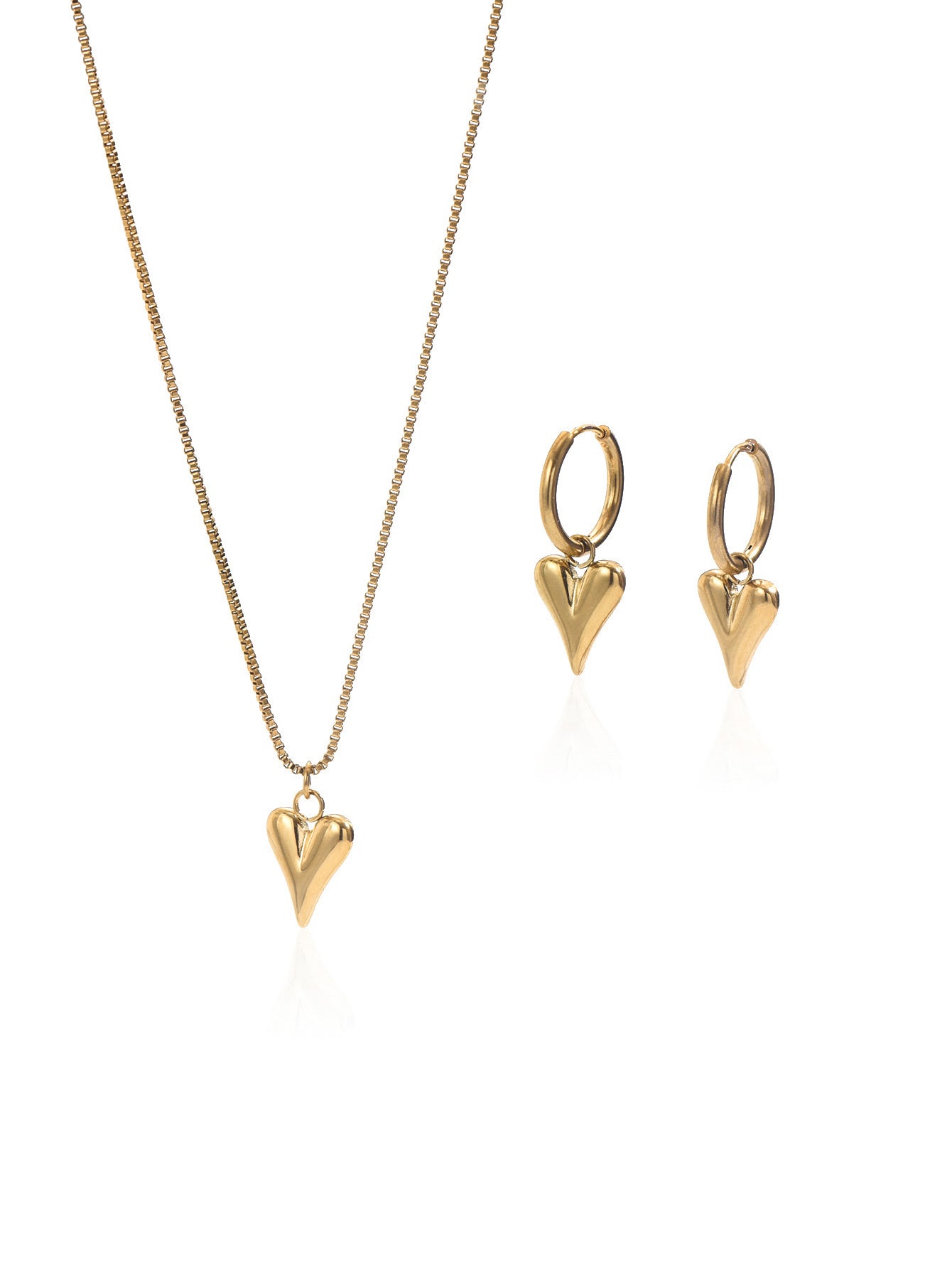Lxalty 18K Gold Plated Heart Jewelry Set