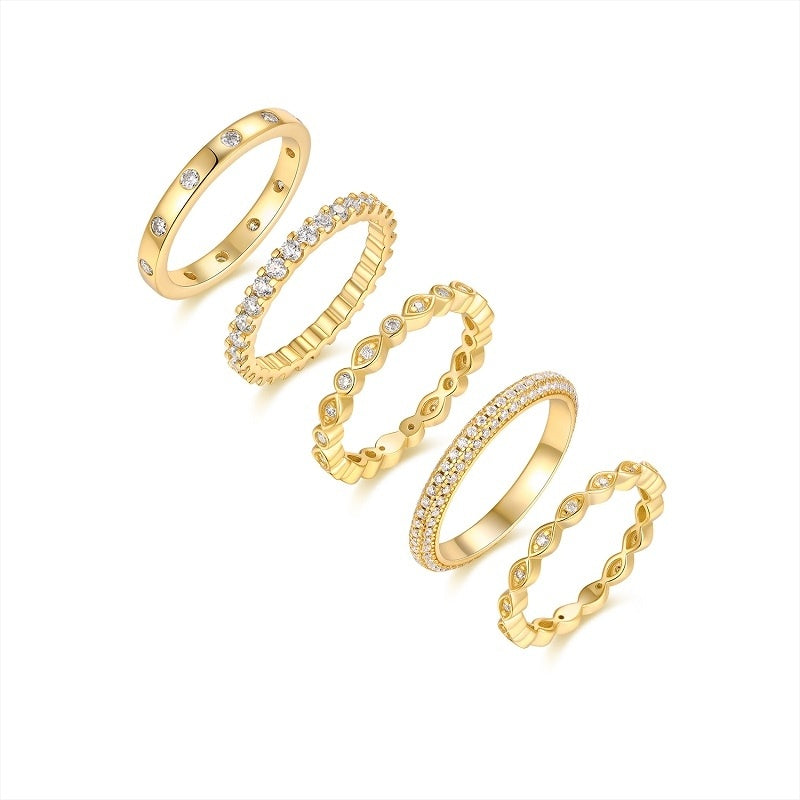 Starlight Golden Melody Moissanite Ring Set