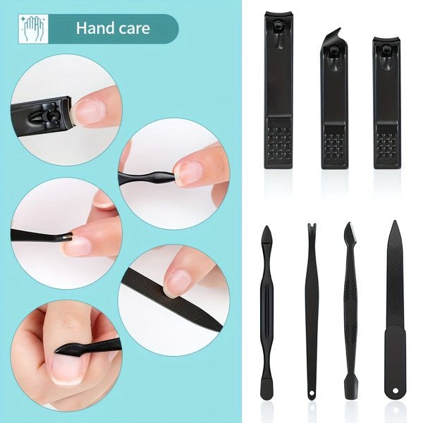 10-piece Black Nail Clipper Set With Travel Case - Zenoora