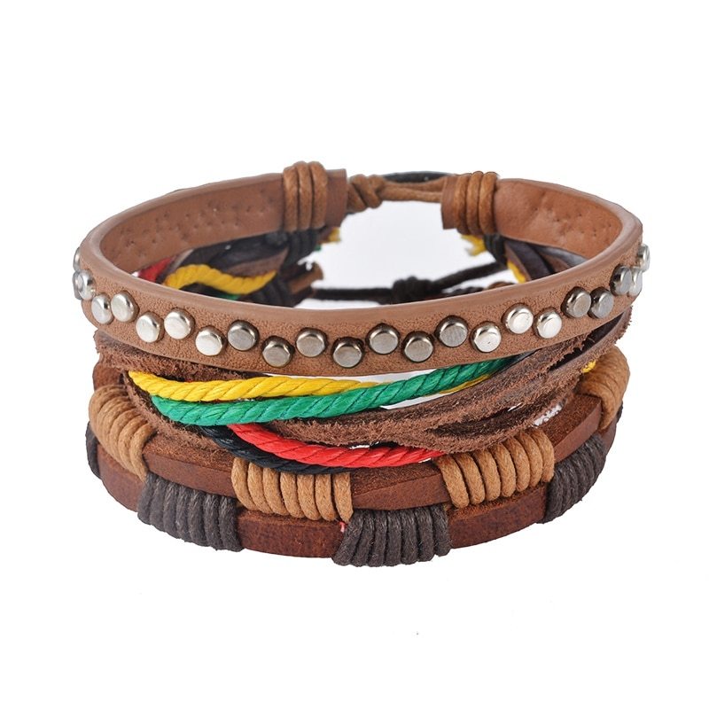 Urban Edge Leather Bead Bracelet