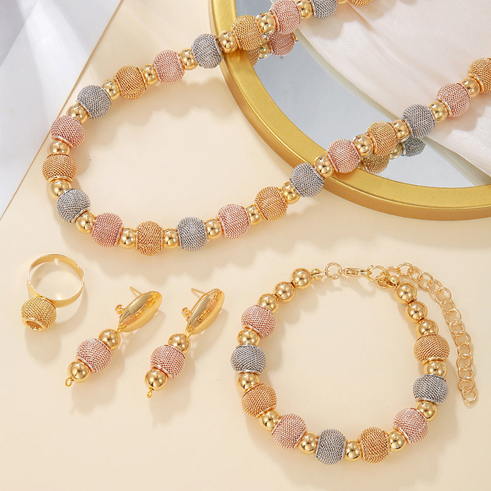 Lxalry 5-Piece Metallic Bead Jewelry Set