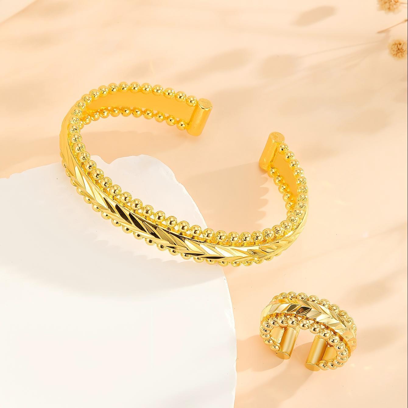 Vintage Aura 2-Piece Gold Bracelet & Ring Set