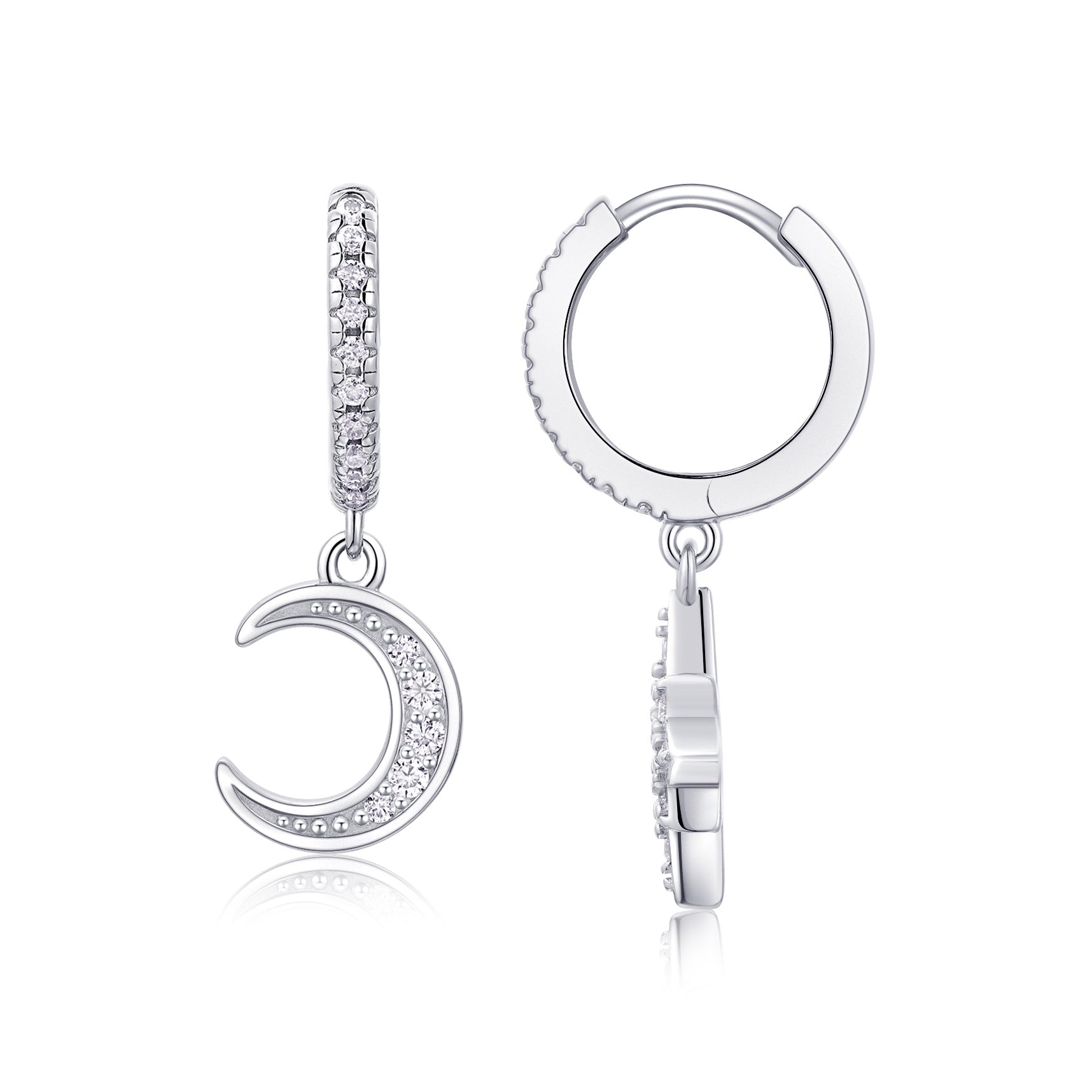Star and Moon Moissanite Earrings Set