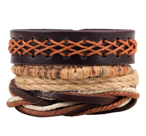 Urban Edge Leather Bead Bracelet