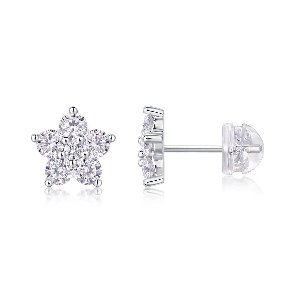 Paris Flower Moissanite Earrings Set