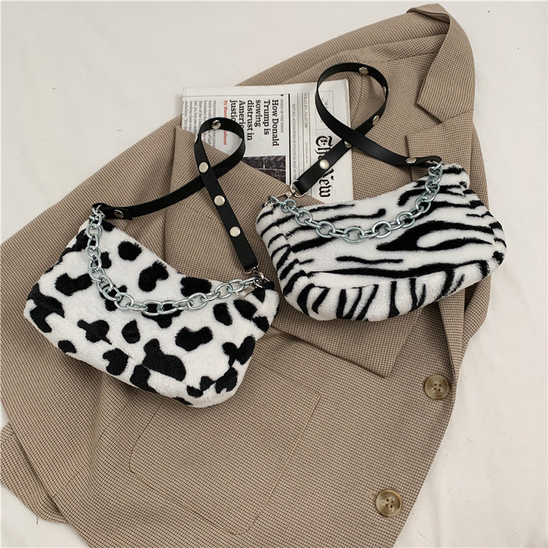 Wild Fur Leopard Chain Bag
