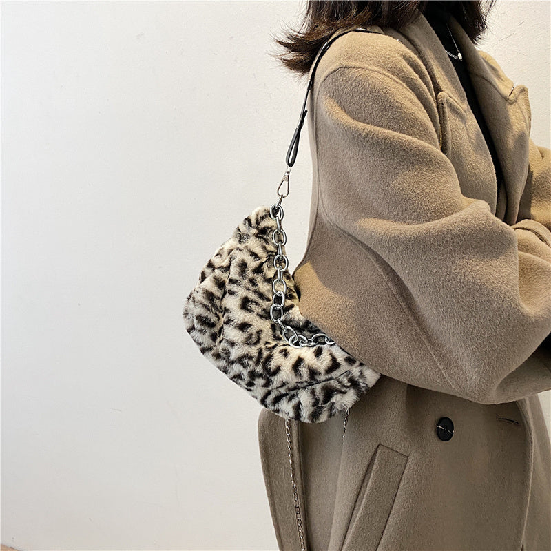 Wild Fur Leopard Chain Bag