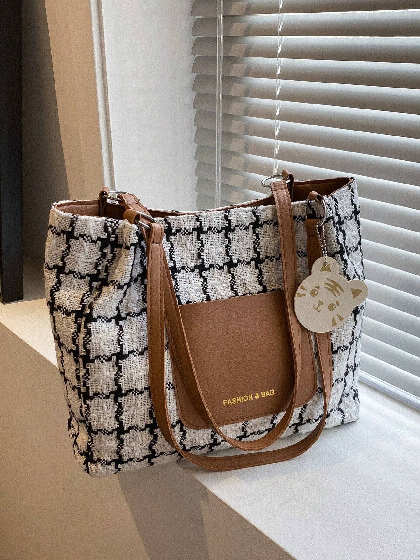 Plaid Charm Commuter Tote