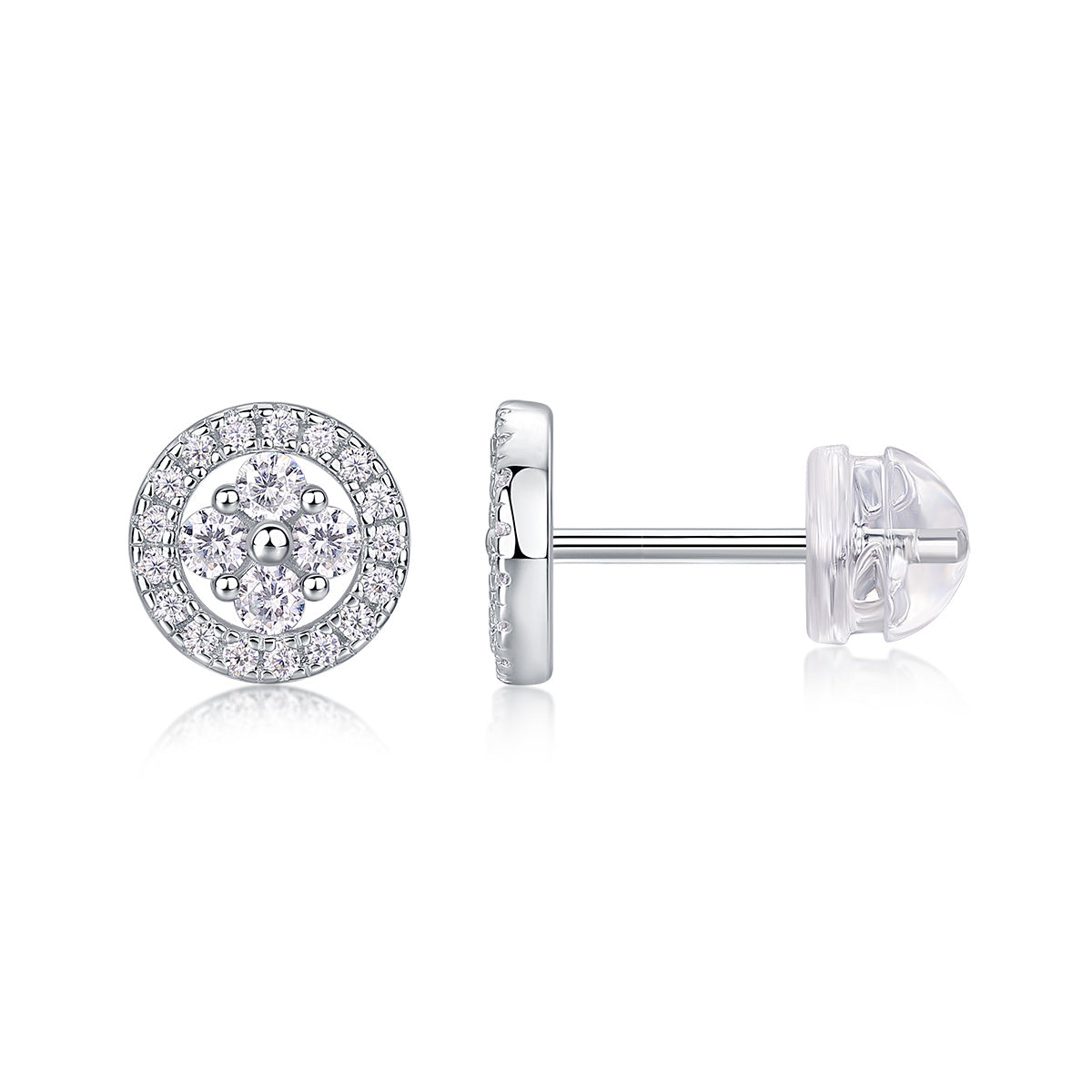 Silver Osmanthus Moissanite Earrings Set