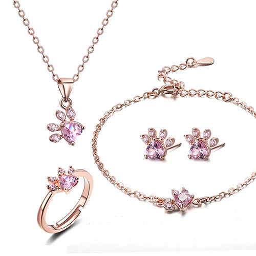 Paw Charm Animal Ring Set