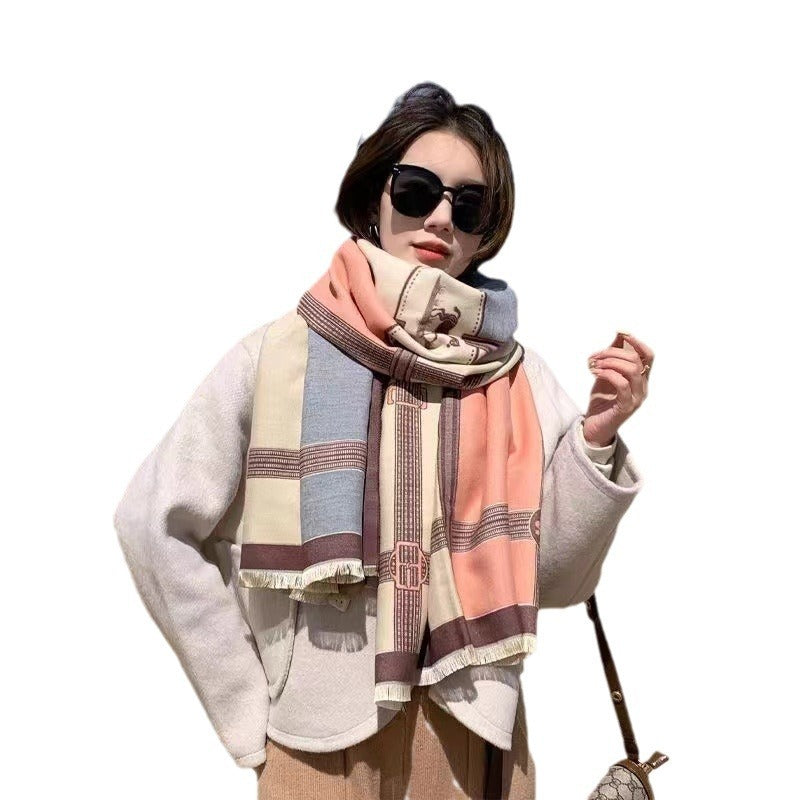 Contrast Cashmere Scarf