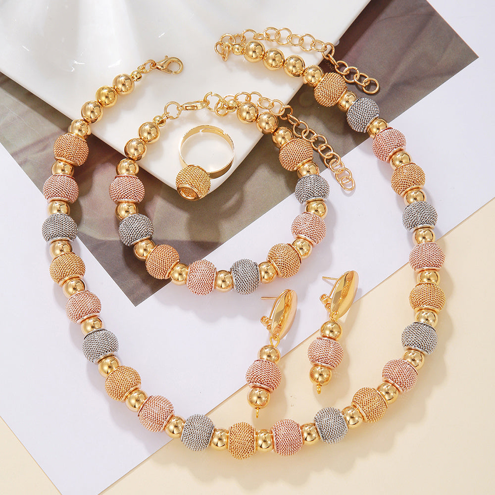 Lxalry 5-Piece Metallic Bead Jewelry Set