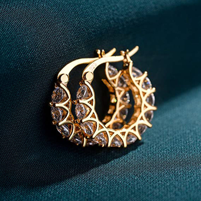 Lxalry U-Shaped Full Zircon Earrings
