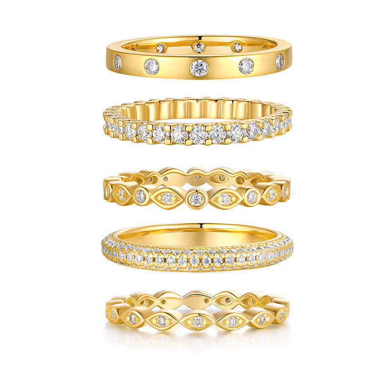 Starlight Golden Melody Moissanite Ring Set