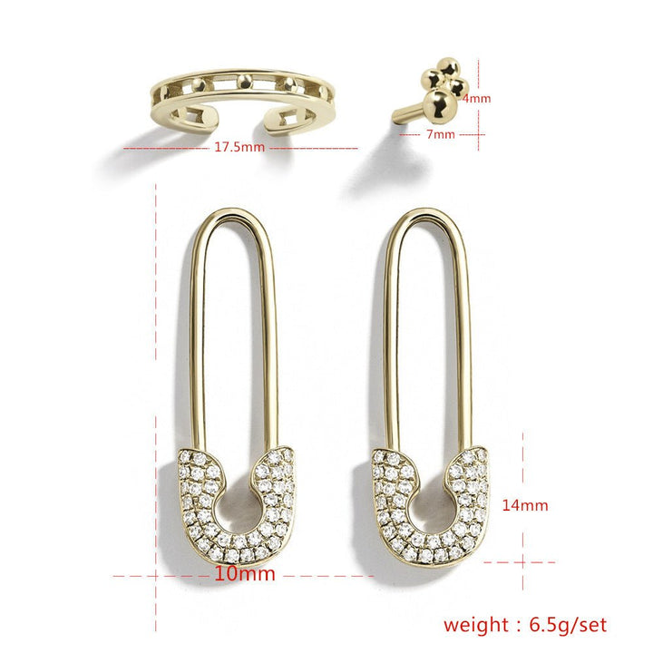 Alloy pin rhinestone stud earrings - Zenoora