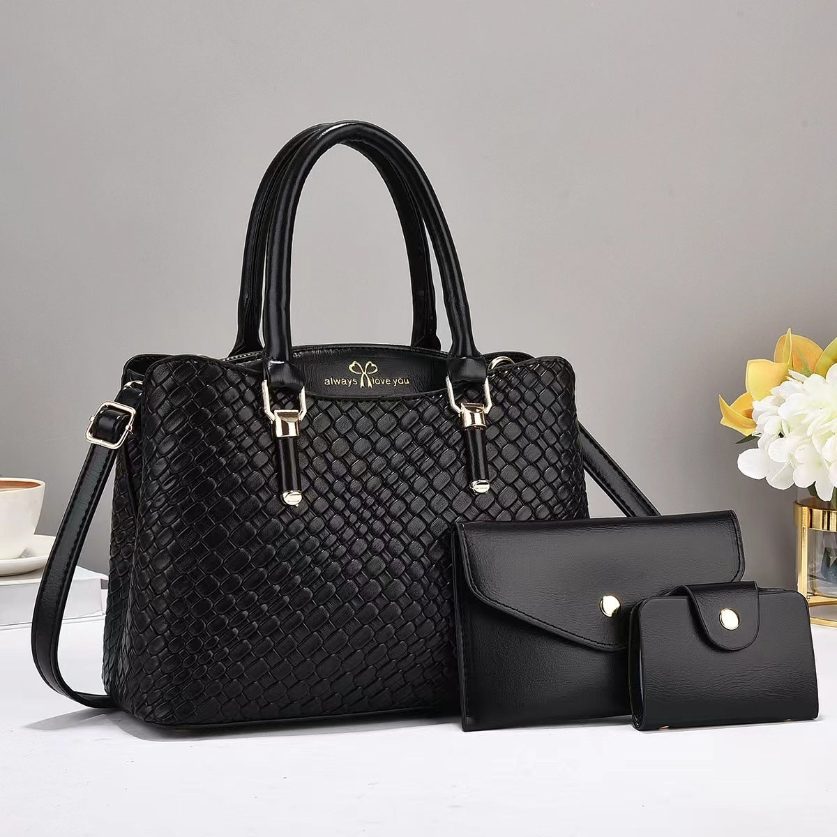 Eleganza Woven 3-Piece Tote Set