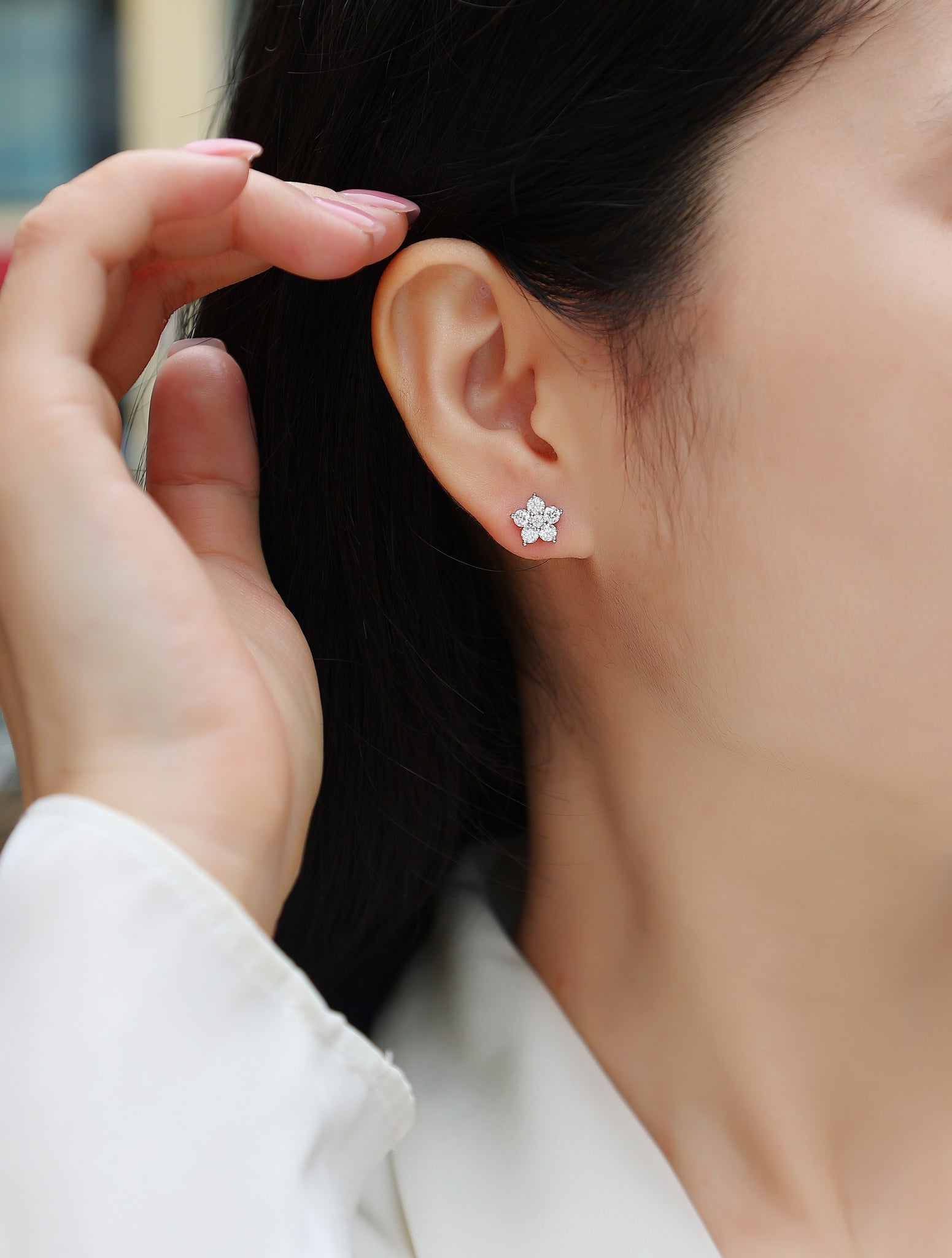 Paris Flower Moissanite Earrings Set