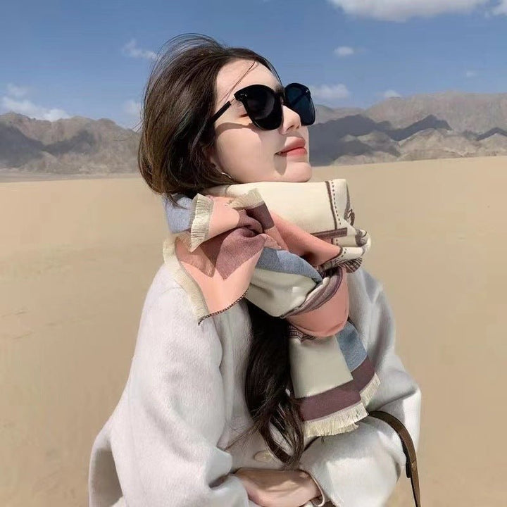 Contrast Cashmere Scarf - Zenoora