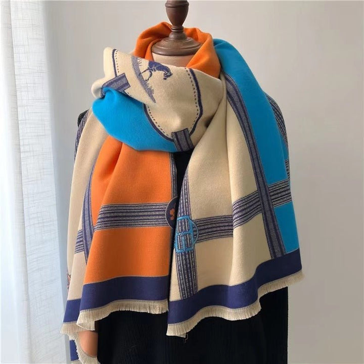 Contrast Cashmere Scarf - Zenoora
