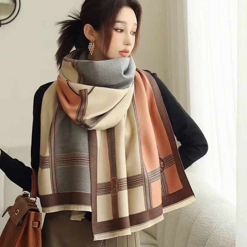 Contrast Cashmere Scarf