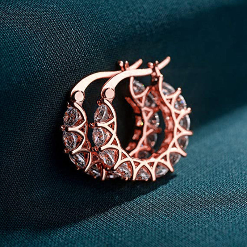 Lxalry U-Shaped Full Zircon Earrings