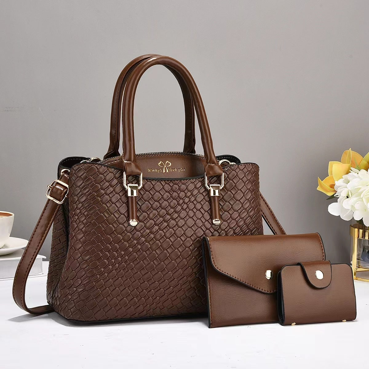 Eleganza Woven 3-Piece Tote Set