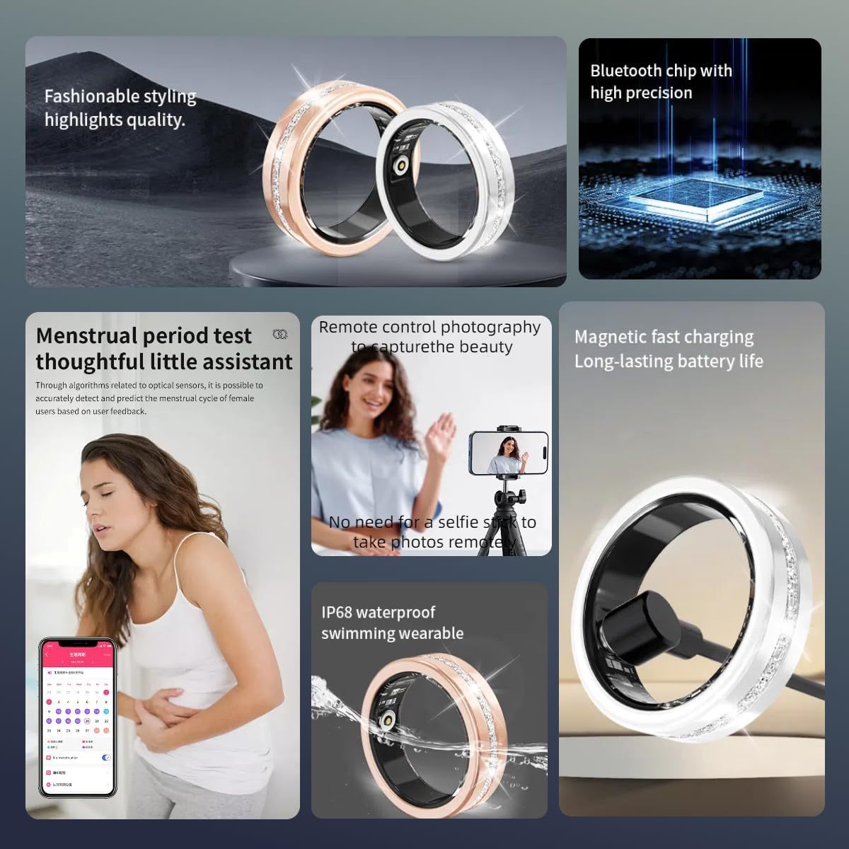 2025 New Rose Gold Diamond Smart Ring