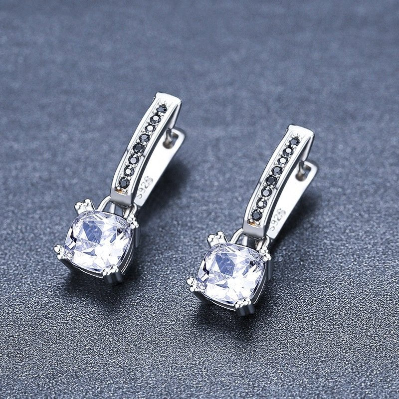 Inlaid Copper - plated Square Zircon Earrings - Zenoora