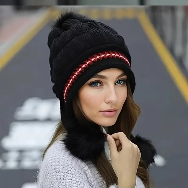 Knit Fleece Winter Beanie with Ear Flaps - Zenoora