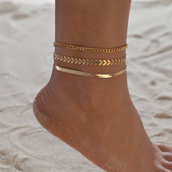 Leaf Aura Retro Chain Anklet - Zenoora
