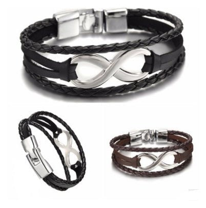 Lucky figure 8 leather bracelet bracelet - Zenoora