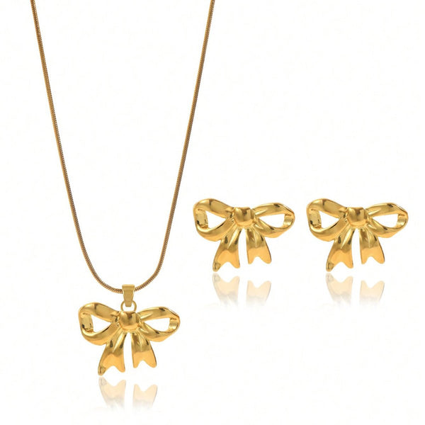 Lxalry 18K Gold Plated Bow Jewelry Set - Zenoora