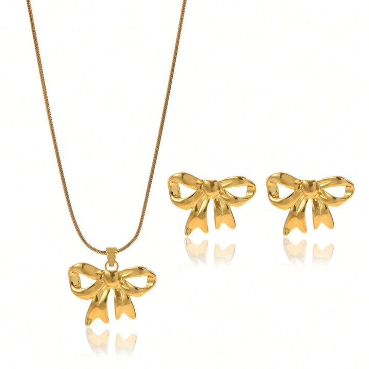 Lxalry 18K Gold Plated Bow Jewelry Set - Zenoora