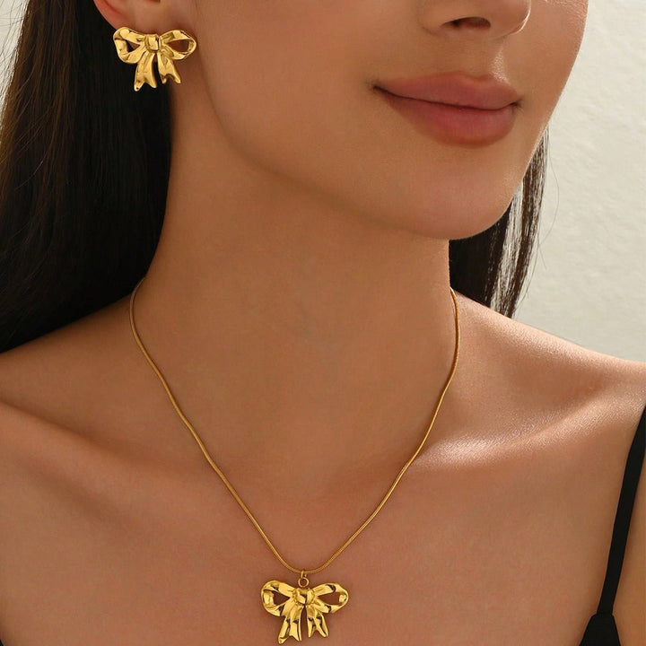 Lxalry 18K Gold Plated Bow Jewelry Set - Zenoora