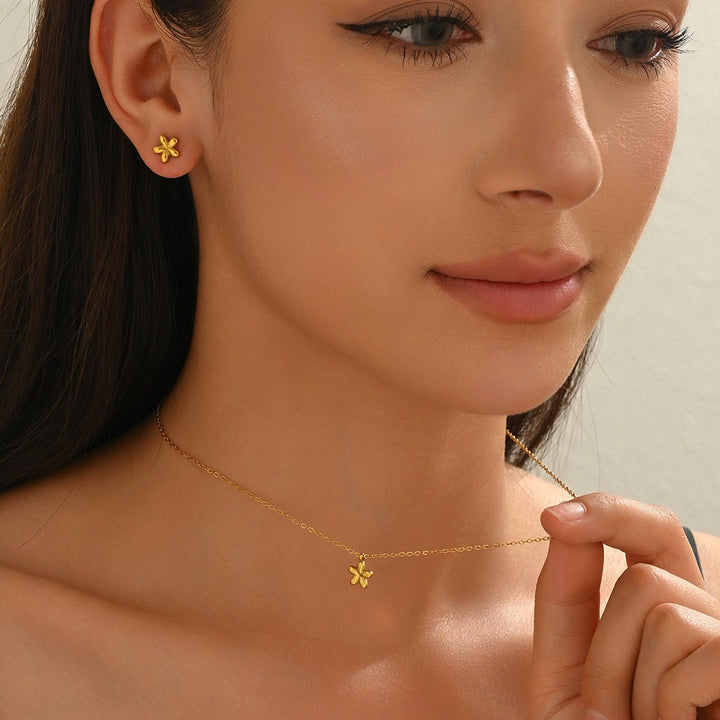 Lxalry 18K Gold Plated Flower Jewelry Set - Zenoora