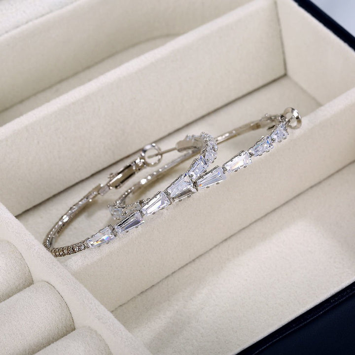 Lxalry Elegant Gold Zircon Hoop Earrings - Zenoora