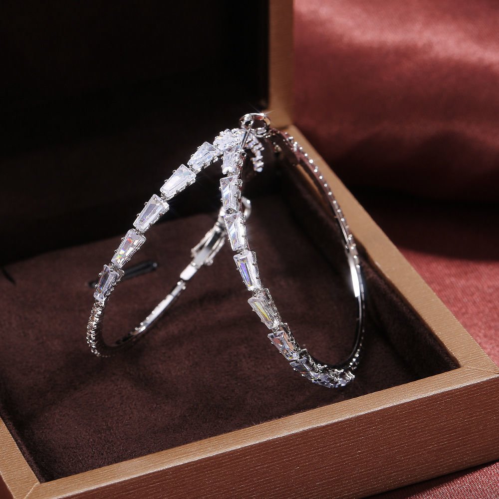 Lxalry Elegant Gold Zircon Hoop Earrings - Zenoora