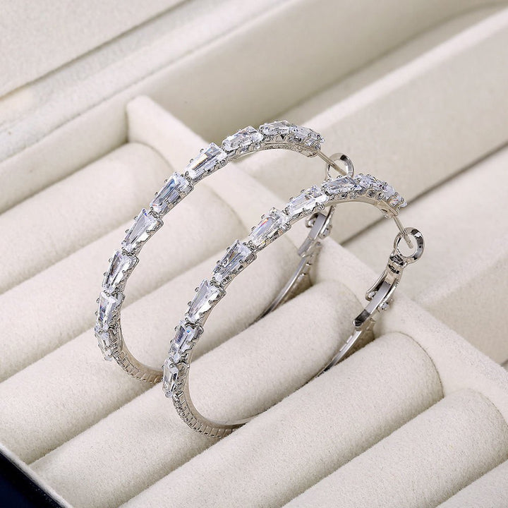 Lxalry Elegant Gold Zircon Hoop Earrings - Zenoora