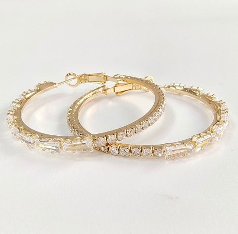 Lxalry Elegant Gold Zircon Hoop Earrings - Zenoora
