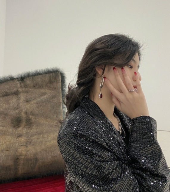 Lxalry Ruby Elegance Long Earrings - Zenoora