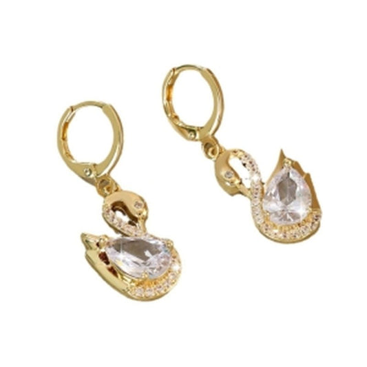 Lxalry Sweet Swan Rhinestone Earrings - Zenoora