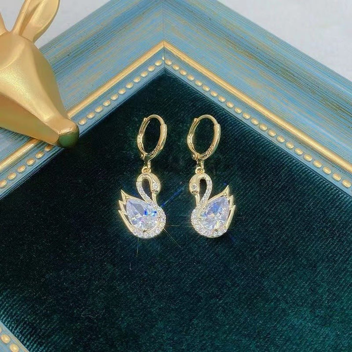 Lxalry Sweet Swan Rhinestone Earrings - Zenoora