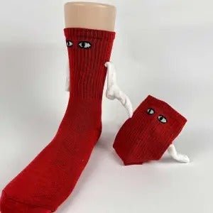 Mid Tube Black And White Couple Matching Holding Socks - Zenoora