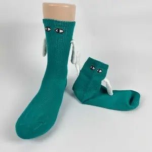 Mid Tube Black And White Couple Matching Holding Socks - Zenoora