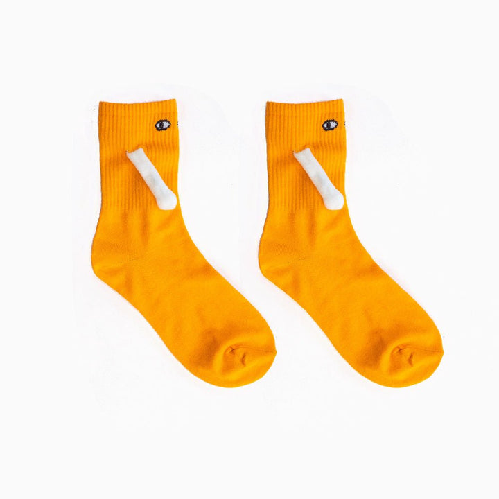 Mid Tube Black And White Couple Matching Holding Socks - Zenoora