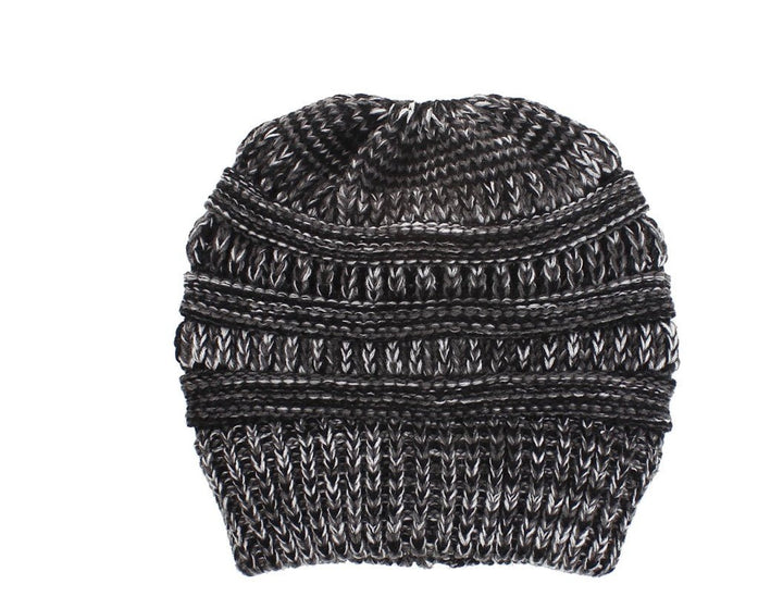 Mixed Color Knitted Ponytail Hat - Zenoora