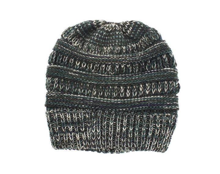 Mixed Color Knitted Ponytail Hat - Zenoora