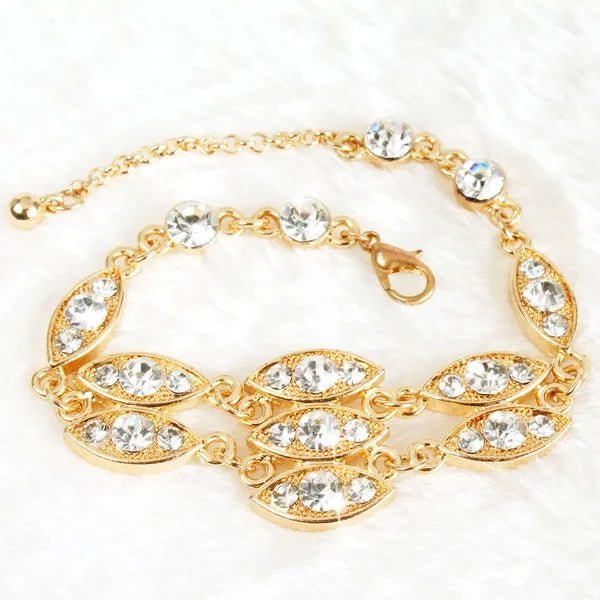 Noble Burnished Gold Bling Rhinestone Bracelet - Zenoora