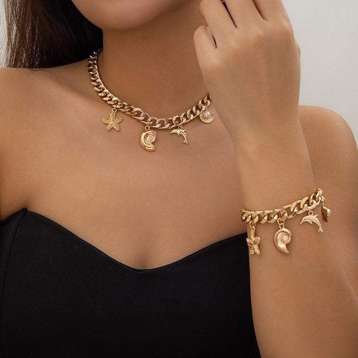 Ocean Muse Boho Shell & Dolphin Jewelry Set - Zenoora